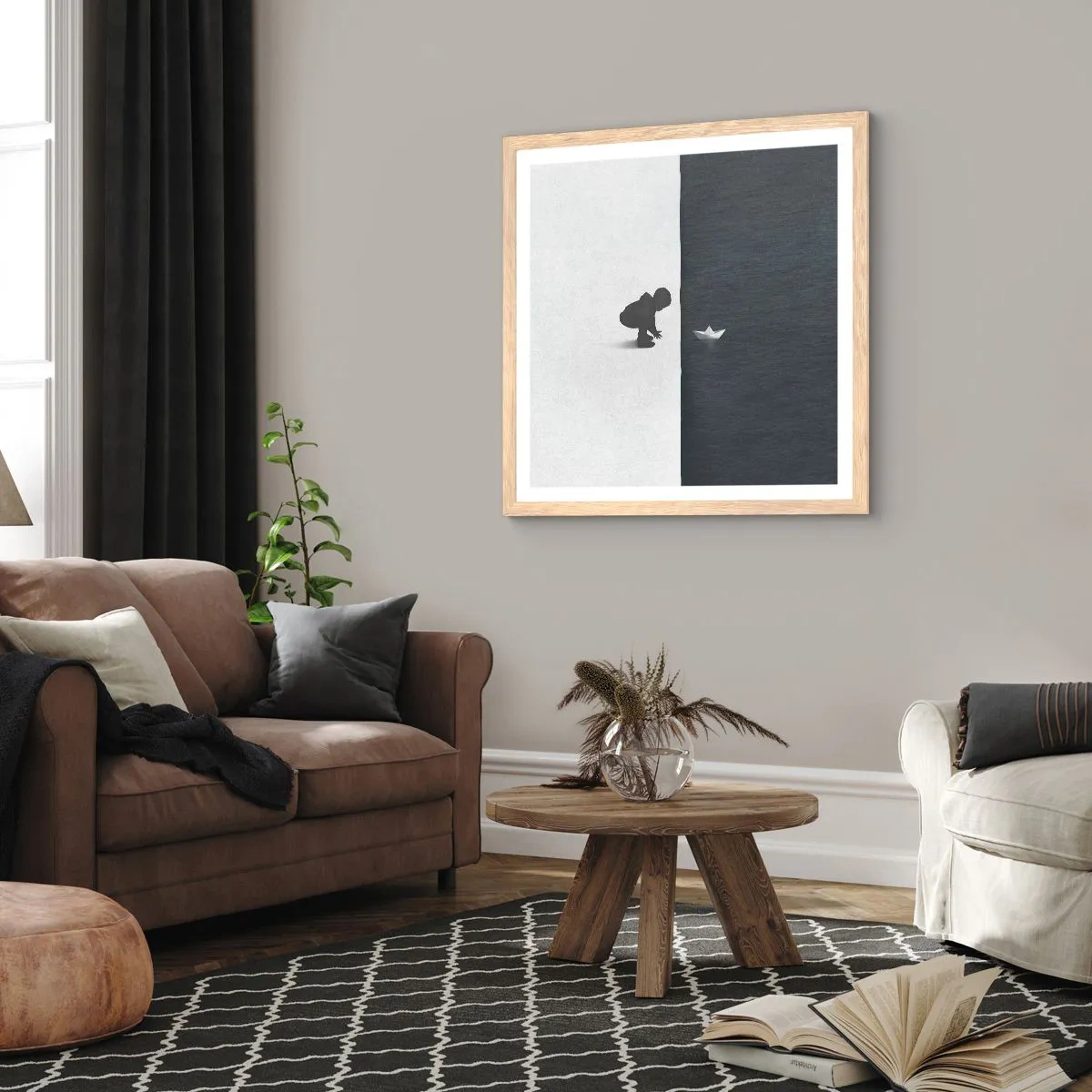 Plakat i ramme af lyst egetræ - Stor ekspedition - 60x60 cm