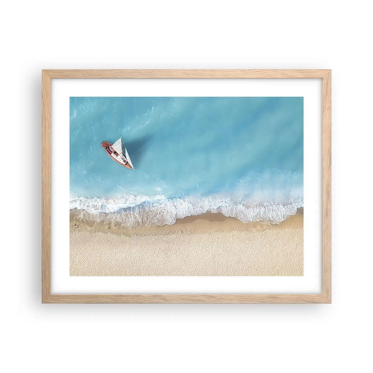 Plakat i ramme af lyst egetræ - På grænsen mellem blå og guld - 50x40 cm