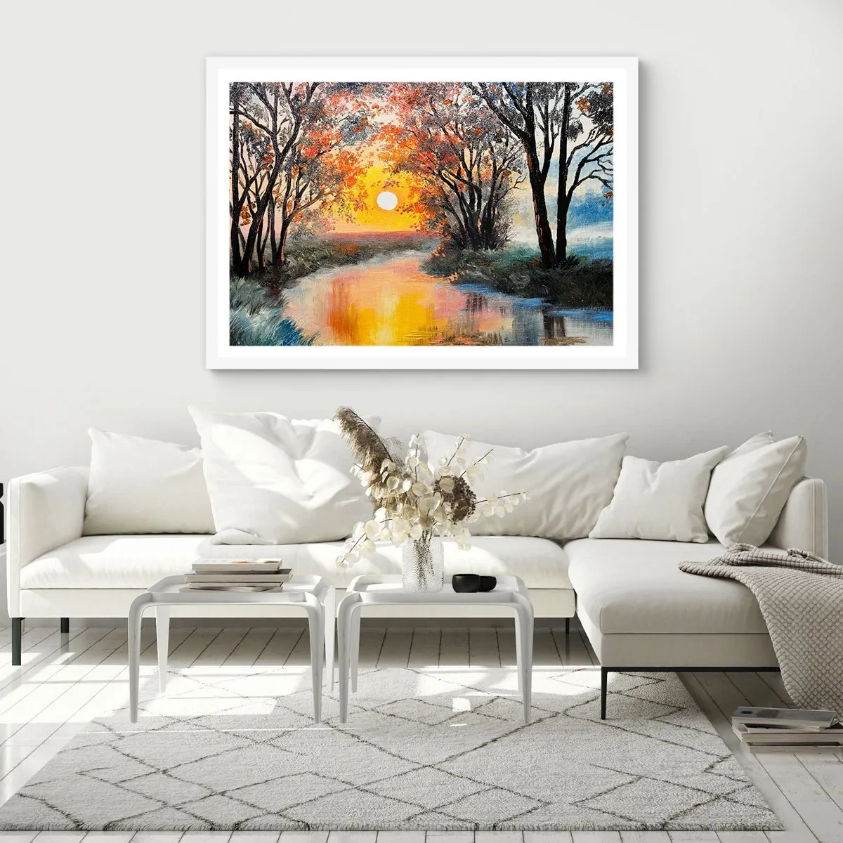 Plakat i hvid ramme - Efterårs atmosfære - 50x40 cm