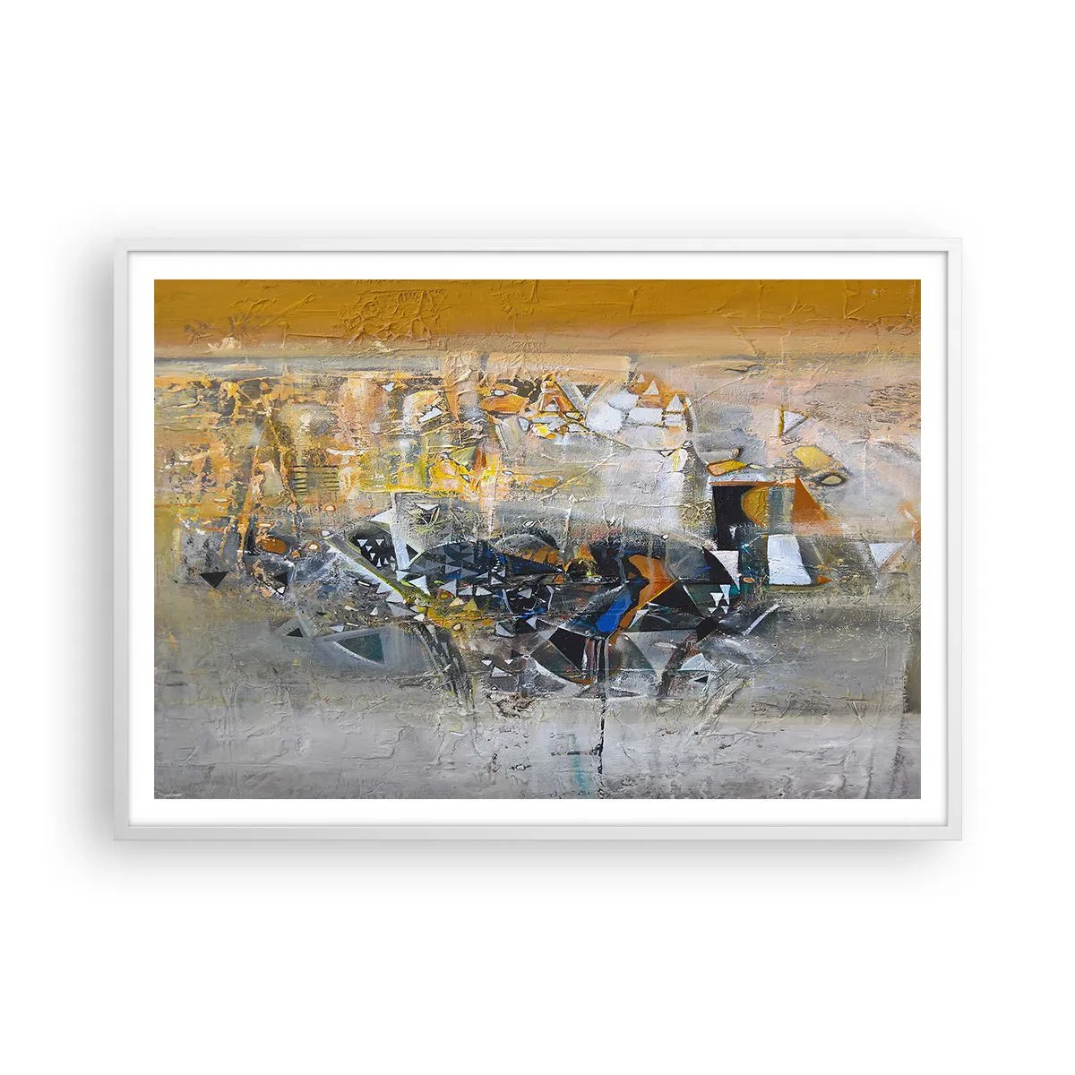 Plakat i hvid ramme - Alt vil falde på plads - 100x70 cm