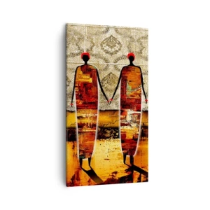 Lærredstryk - Billede på lærred - Etnisk sammensætning i farverne i Afrika - 45x80 cm