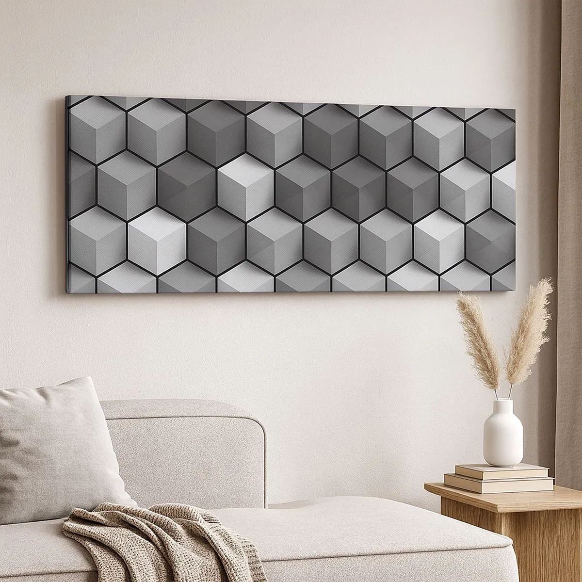 Lærredstryk - Billede på lærred - Kubistisk puslespil - 100x40 cm