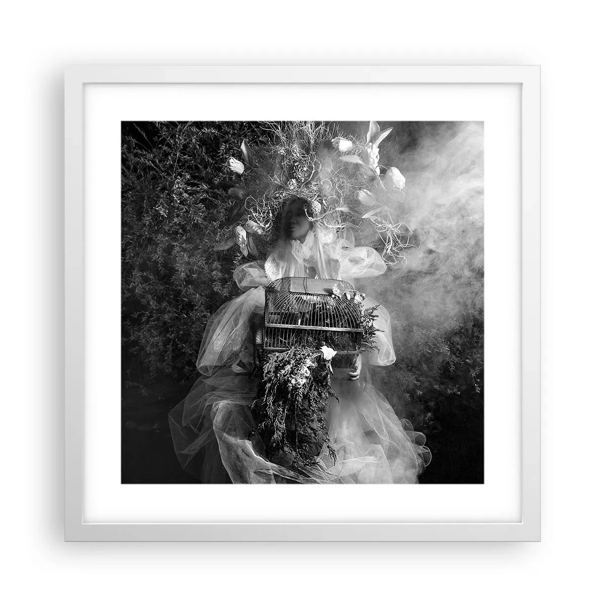Plakat i hvid ramme - Selve Moder - Naturen - 40x40 cm