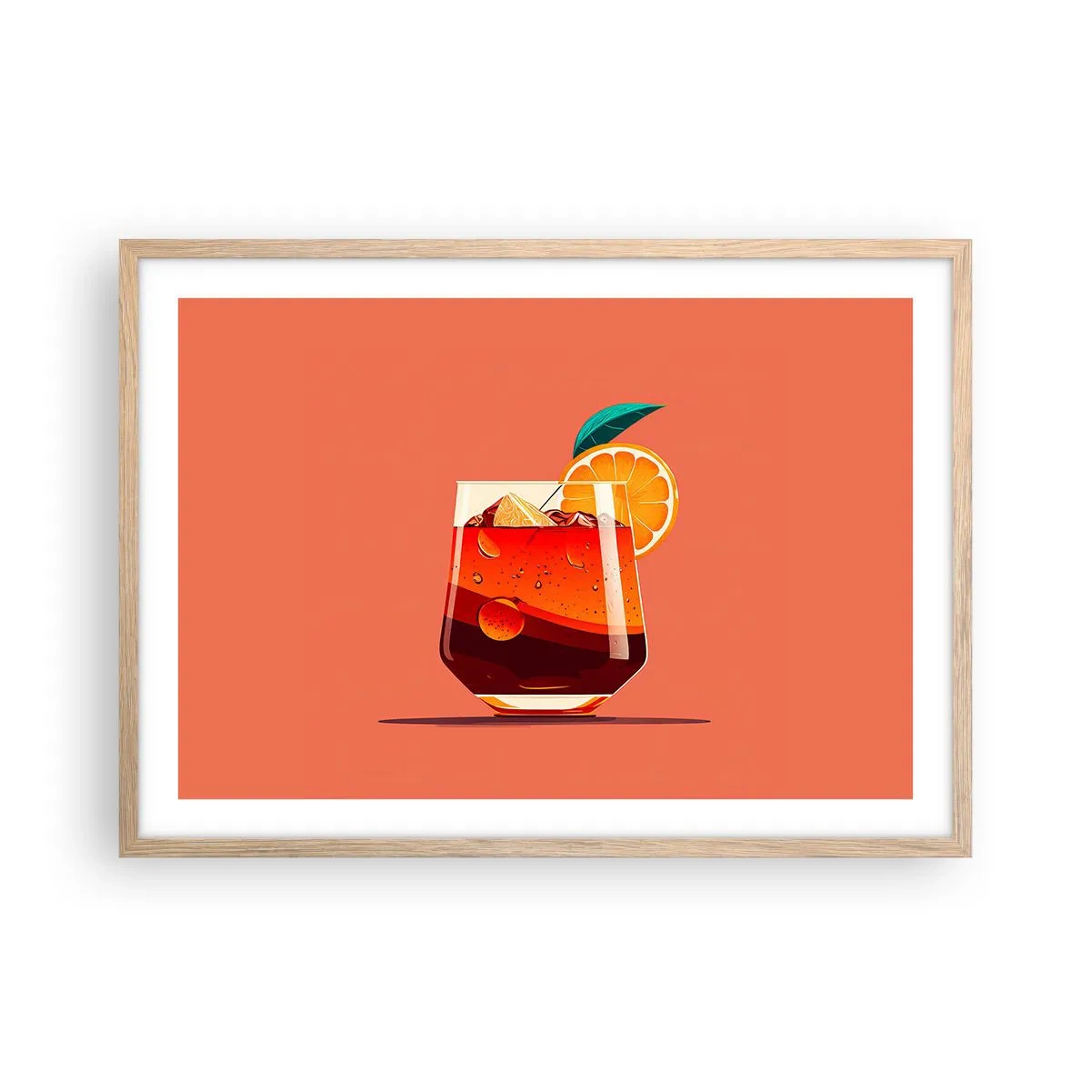 Plakat i ramme af lyst egetræ - Sommerens forfriskning - 70x50 cm