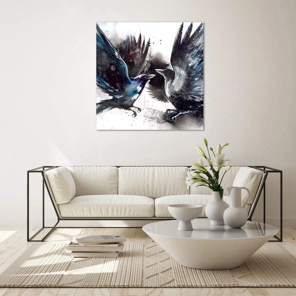 Billede på glas - En ravn til en ravn... - 70x70 cm
