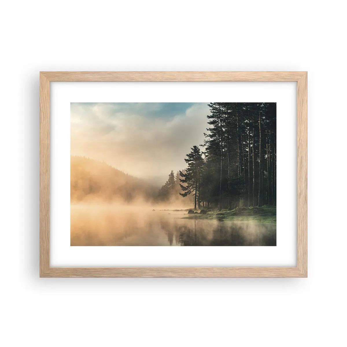 Plakat i ramme af lyst egetræ - En dags fødsel - 40x30 cm