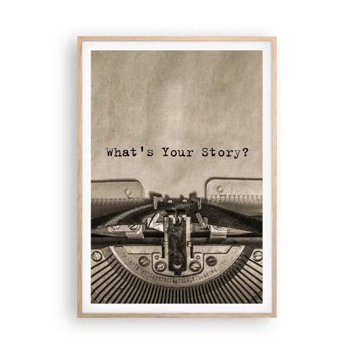 Plakat i ramme af lyst egetræ - Fortæl mig - 70x100 cm