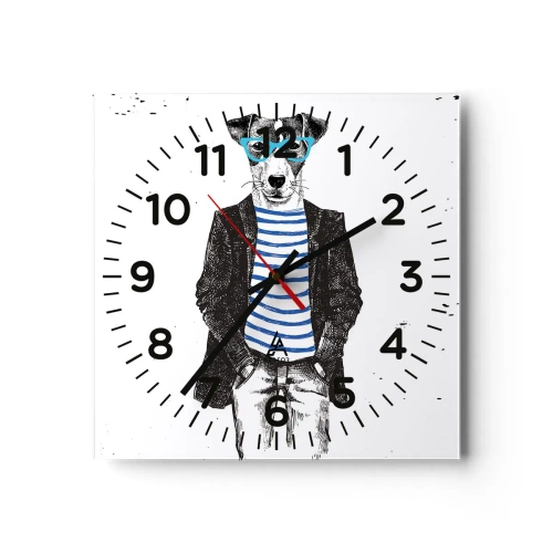 Vægur, Uret - En charme til hunden - 40x40 cm