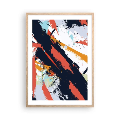 Plakat i ramme af lyst egetræ - Dynamisk sammensætning - 50x70 cm