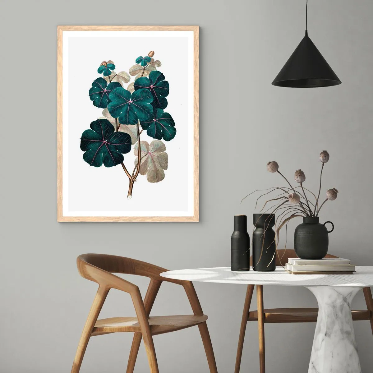 Plakat i ramme af lyst egetræ - Fra et gammelt herbarium - 50x70 cm