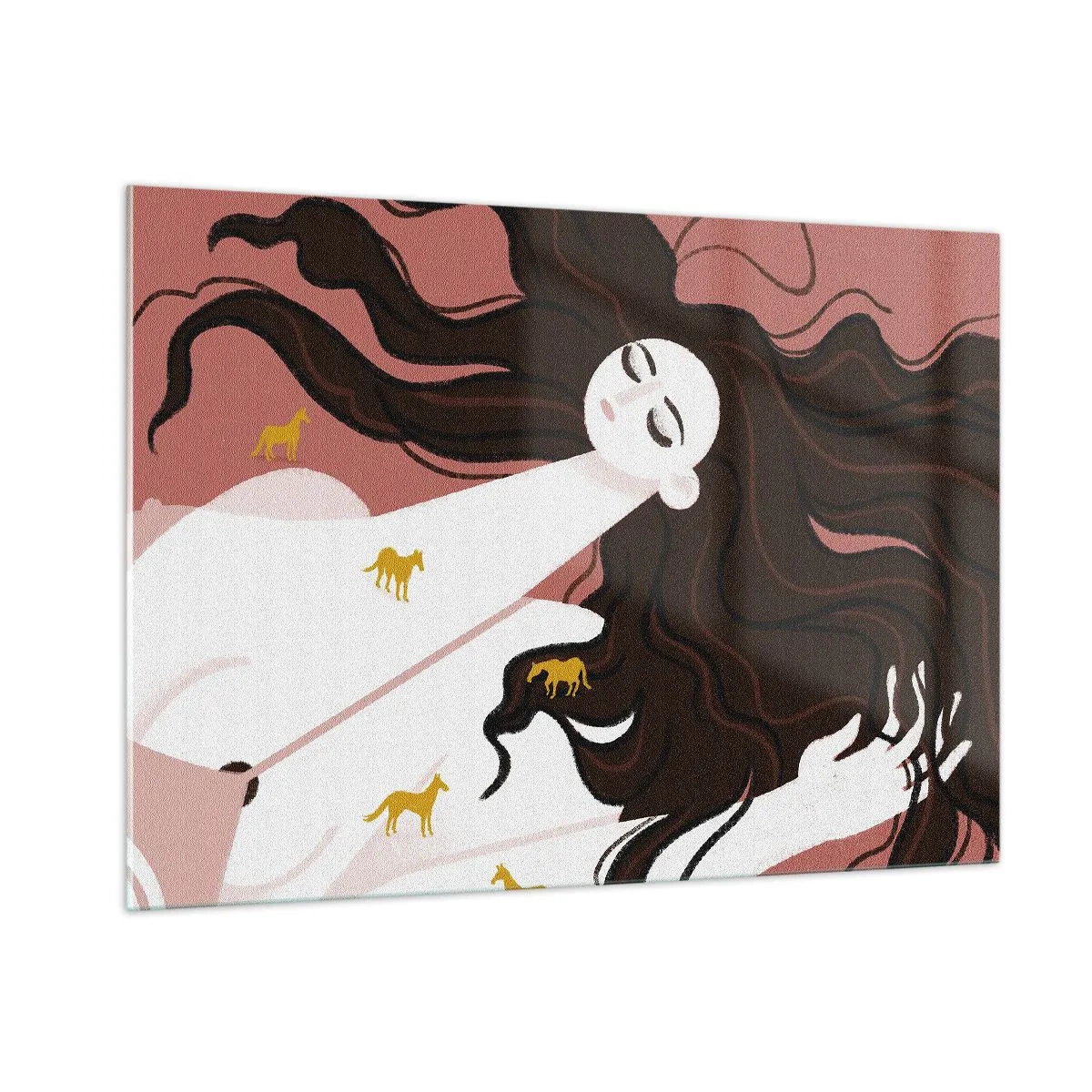 Billede på glas - Drøm om en gylden hest - 100x70 cm