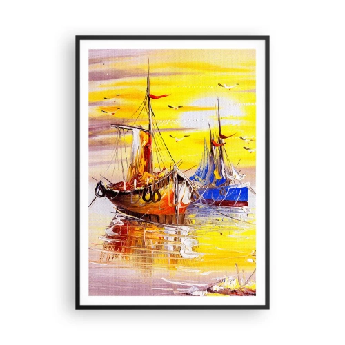 Plakat i sort ramme - Et velfortjent hvil i havnen - 70x100 cm