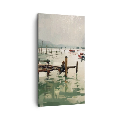 Lærredstryk - Billede på lærred - Dækket af en smeltet måne - 45x80 cm