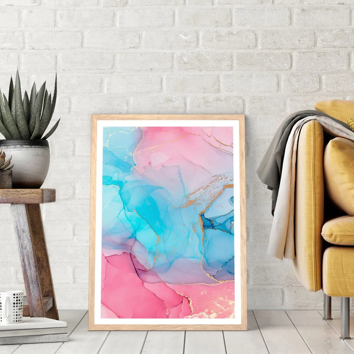 Plakat i ramme af lyst egetræ - Møde og gennemtrængning - 30x40 cm