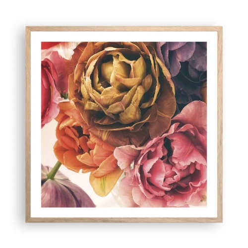 Plakat i ramme af lyst egetræ - Fejring af livet - 60x60 cm