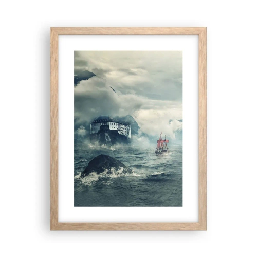 Plakat i ramme af lyst egetræ - På magiske vande - 30x40 cm