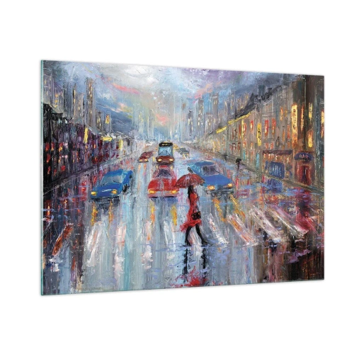Billede på glas - Regnfuld eftermiddag i byen - 100x70 cm
