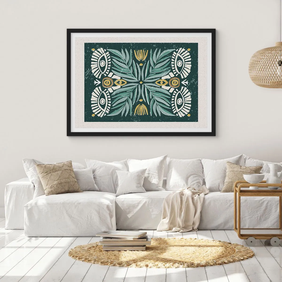 Plakat i sort ramme - Som en folkeudskæring - 70x50 cm