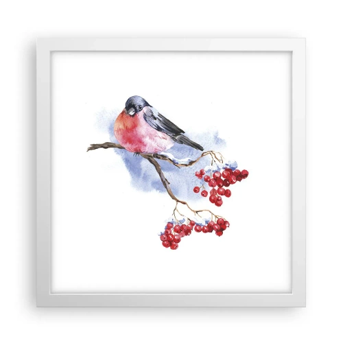 Plakat i hvid ramme - Vinter i farver - 30x30 cm