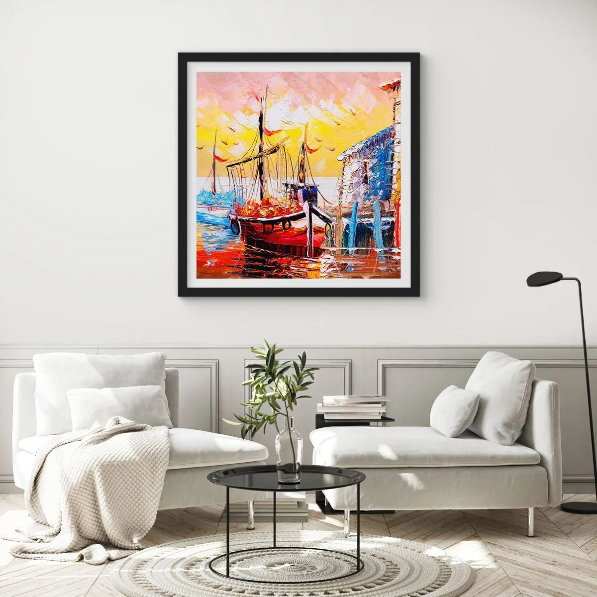 Plakat i sort ramme - Glædelig tilbagevenden - 40x40 cm