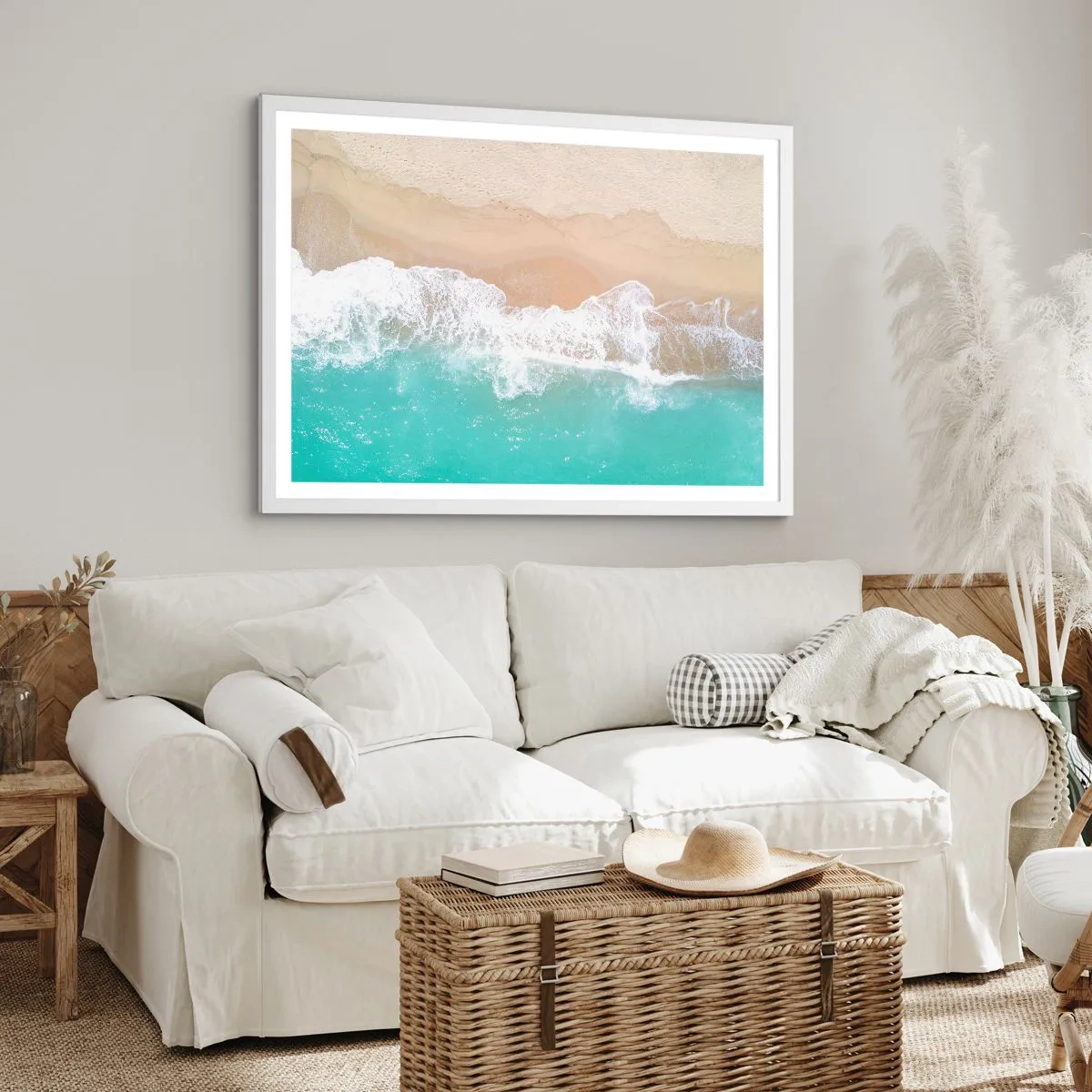 Plakat i hvid ramme - Kærlig berøring - 100x70 cm