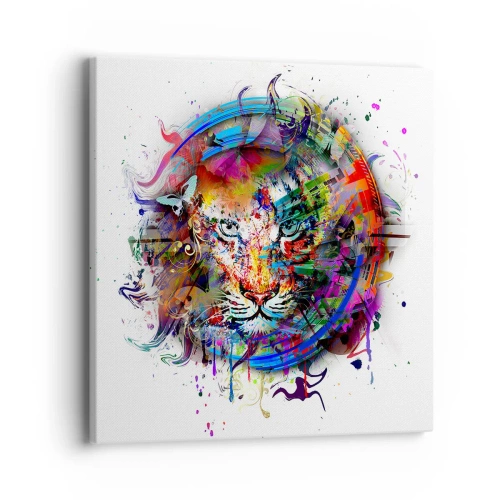 Lærredstryk - Billede på lærred - Lurer bag regnbuens slør - 40x40 cm