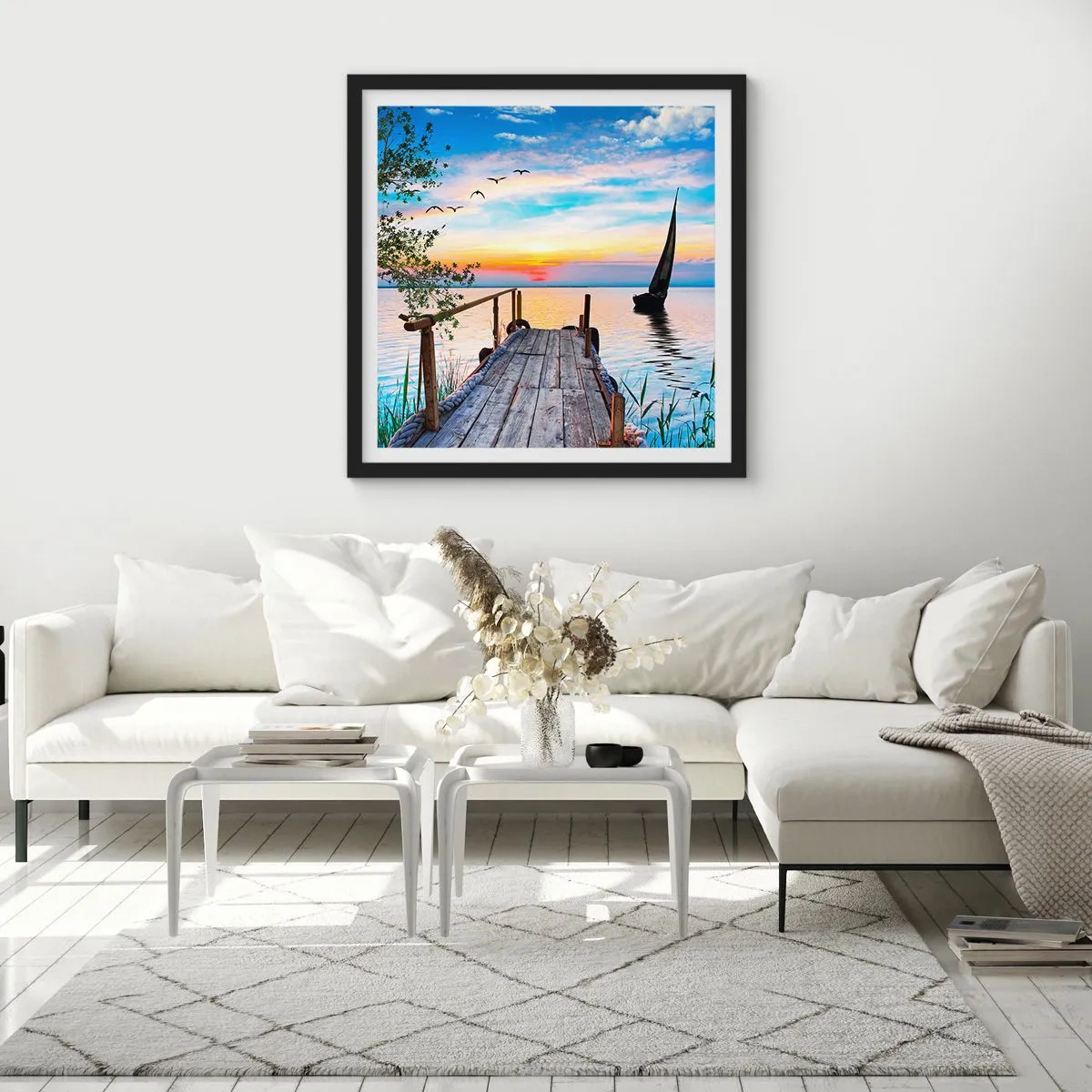 Plakat i sort ramme - Godaften - 30x30 cm