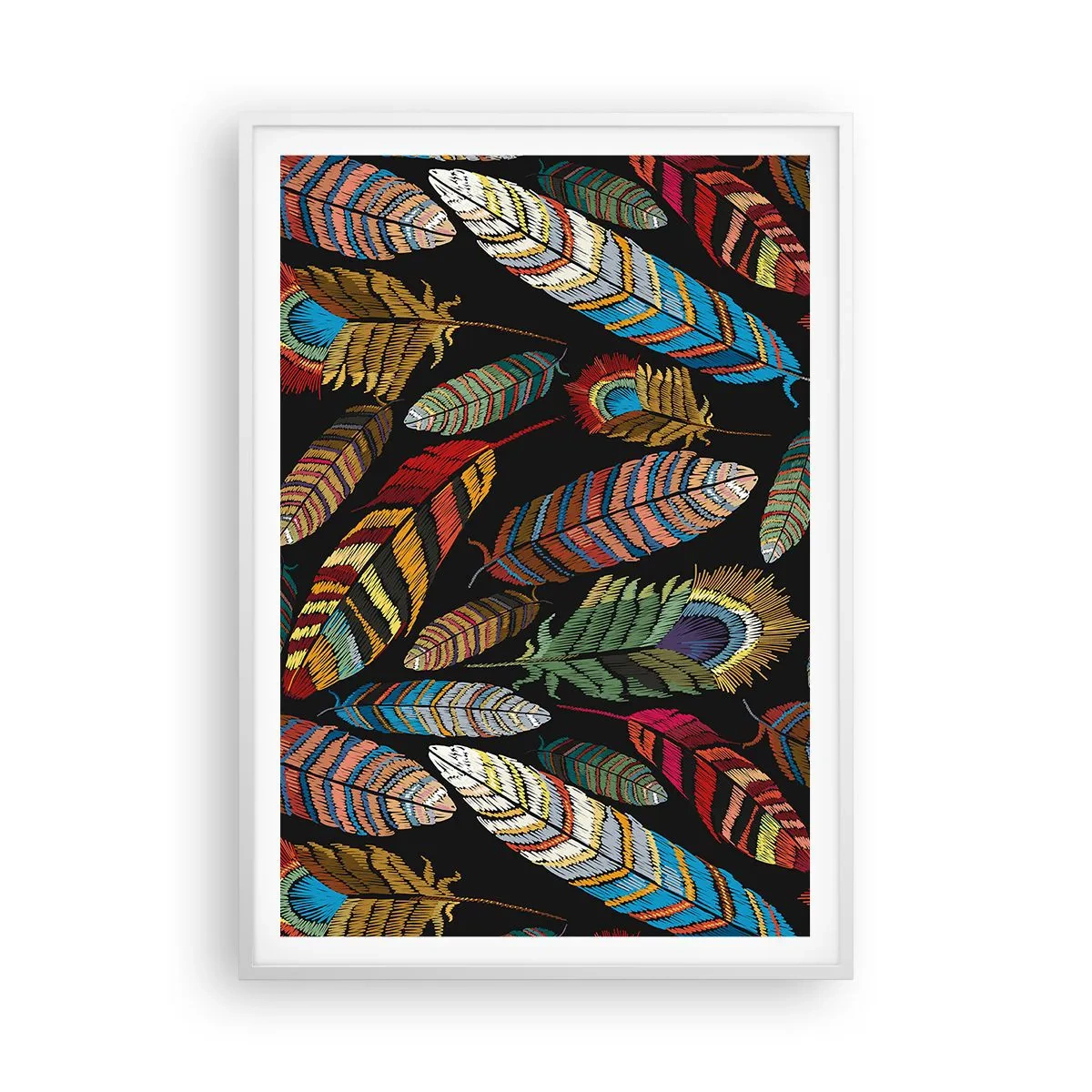 Plakat i hvid ramme - Fuglekarneval - 70x100 cm