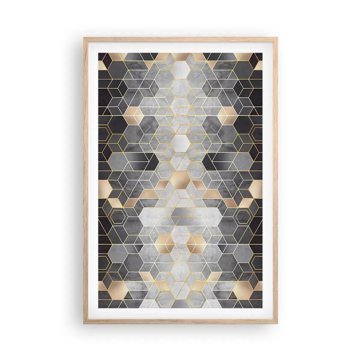 Plakat i ramme af lyst egetræ - Sammensætning af diamanter - 61x91 cm