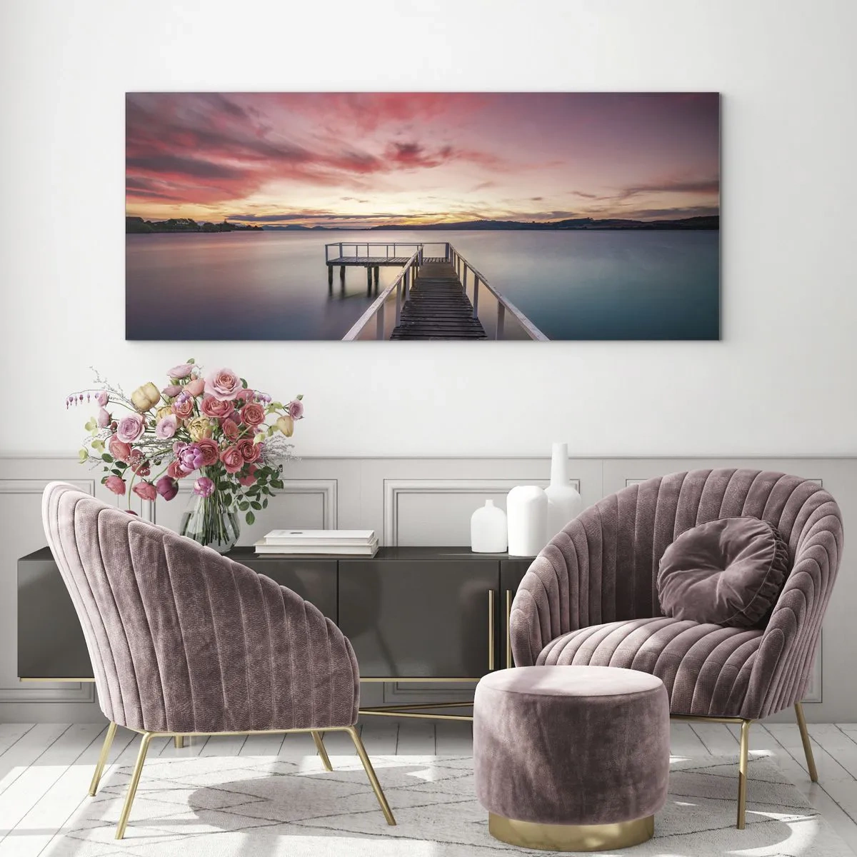 Billede på glas - Aftenens blide flamme - 120x50 cm