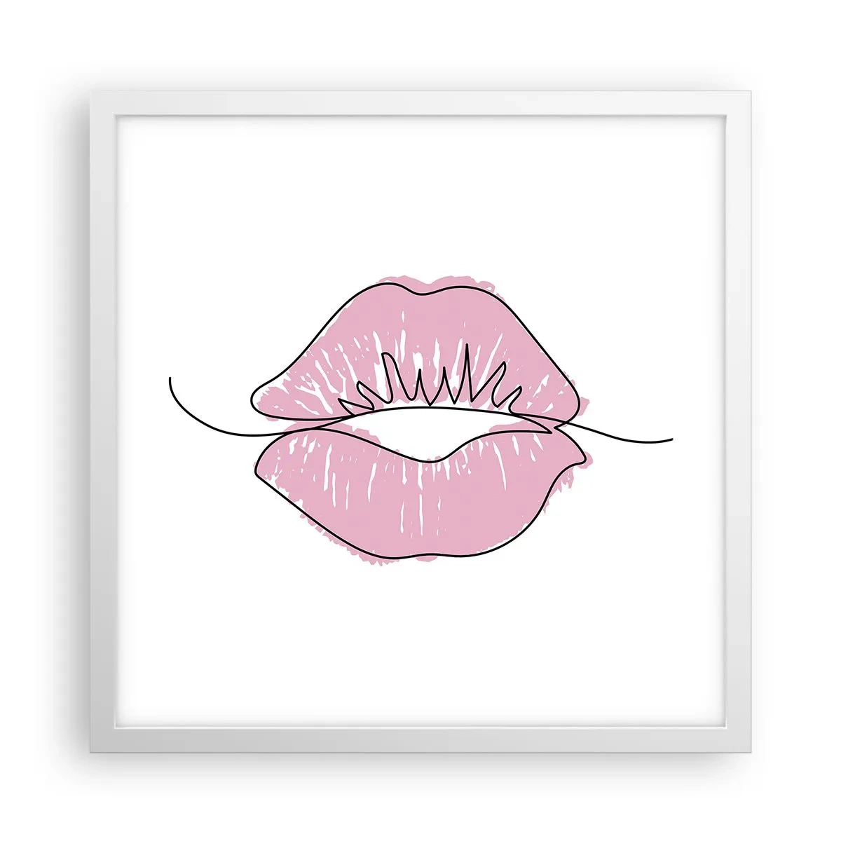 Plakat i hvid ramme - Klar til at kysse? - 40x40 cm