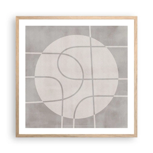 Plakat i ramme af lyst egetræ - Cirkulær og lige frem - 60x60 cm