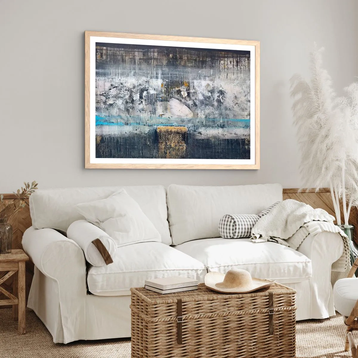 Plakat i ramme af lyst egetræ - Som på is, som på fortovet - 100x70 cm
