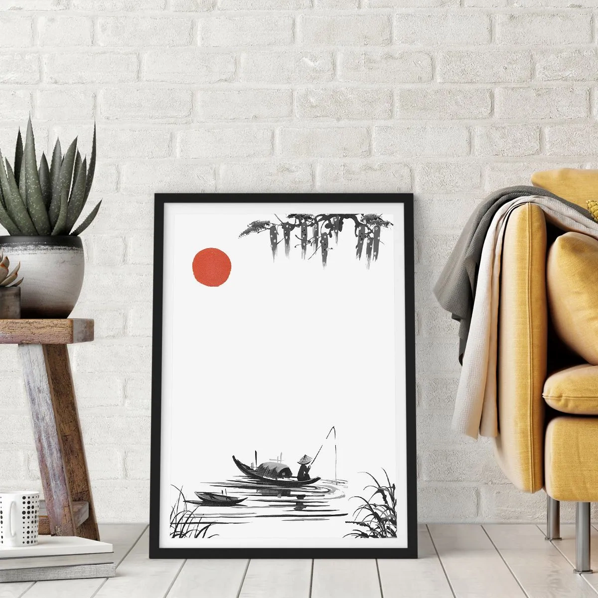 Plakat i sort ramme - En asiatisk eftermiddag - 40x50 cm