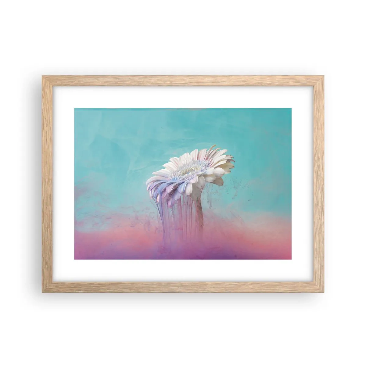 Plakat i ramme af lyst egetræ - Blomster efter døden - 40x30 cm