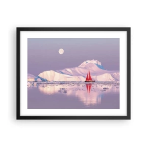 Plakat i sort ramme - Sejlets varme, isens kulde - 50x40 cm