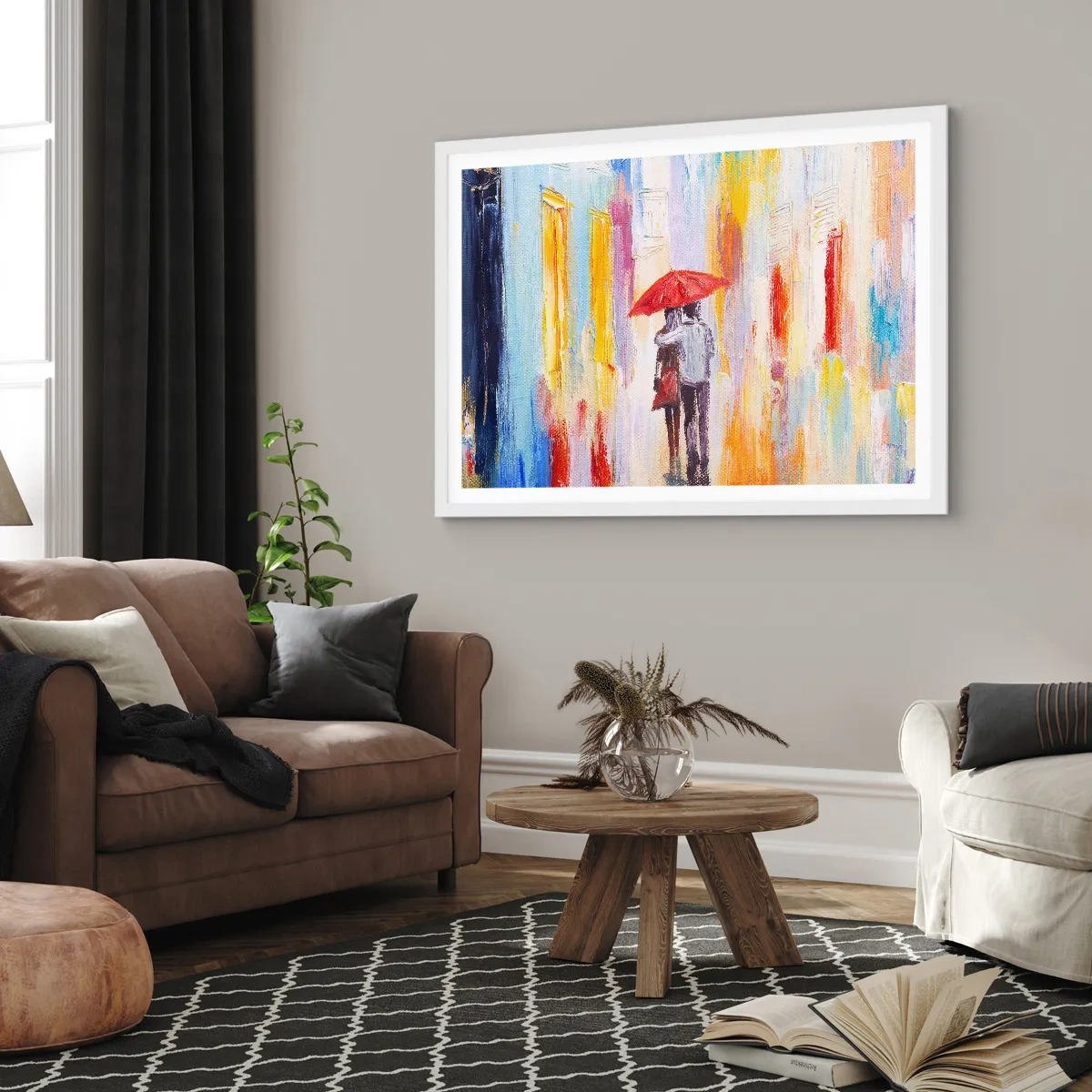Plakat i hvid ramme - Lad det regne mere - 100x70 cm