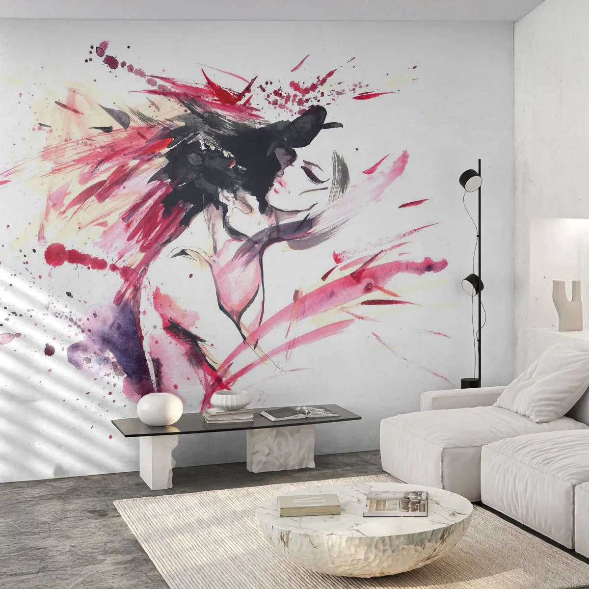 Fototapet Premium Canvas - Kærlighedsopfyldelse - Abstraktion, Kvinde og mand, Elsker - 450x315 cm