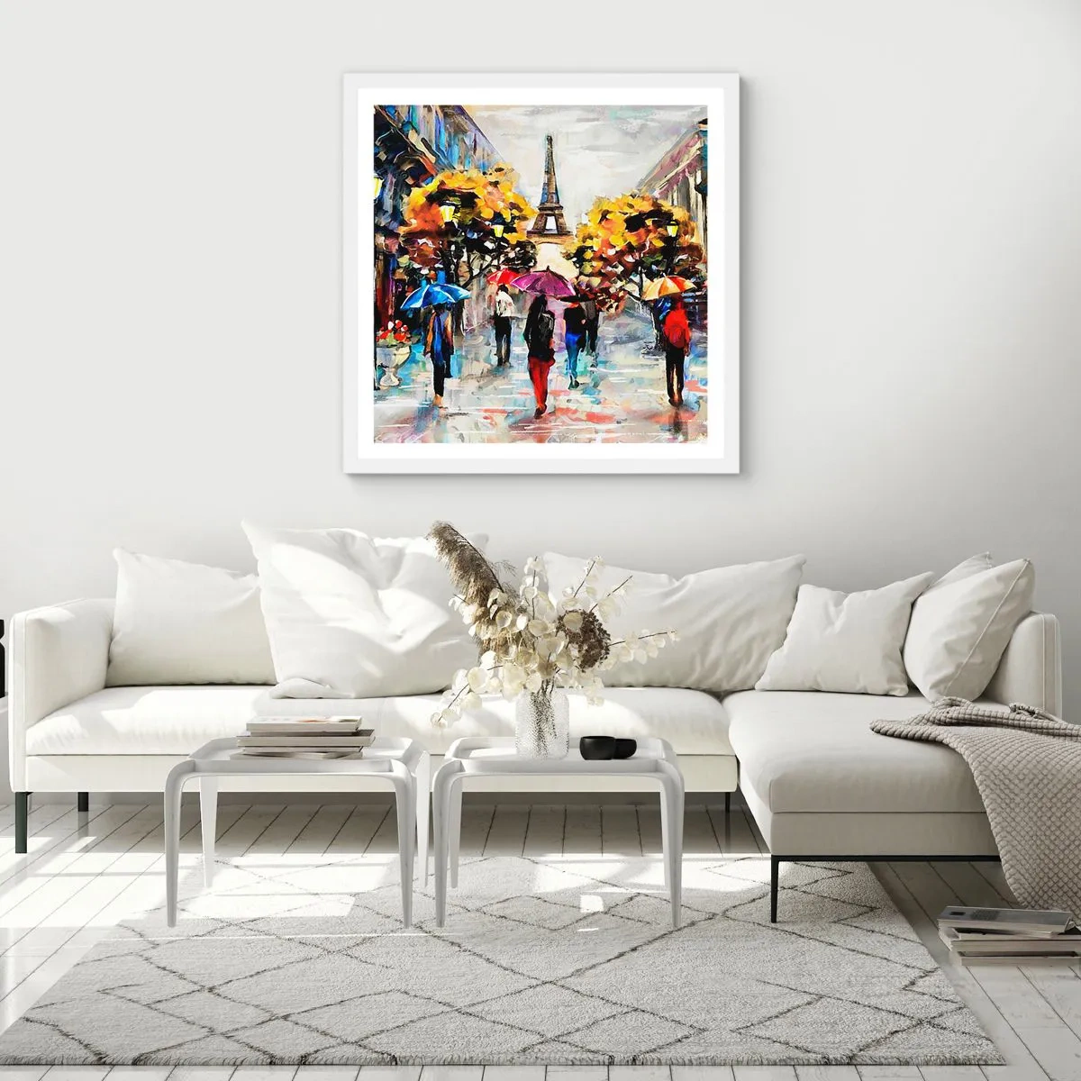 Plakat i hvid ramme - Særligt smuk om efteråret - 60x60 cm