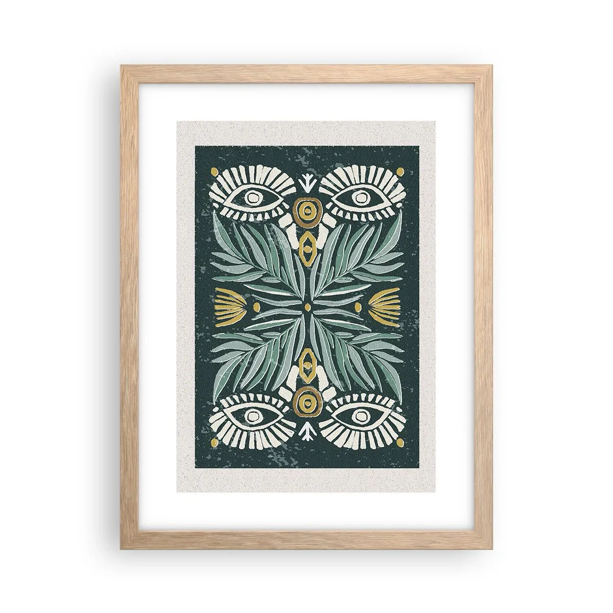 Plakat i ramme af lyst egetræ - Som en folkeudskæring - 30x40 cm