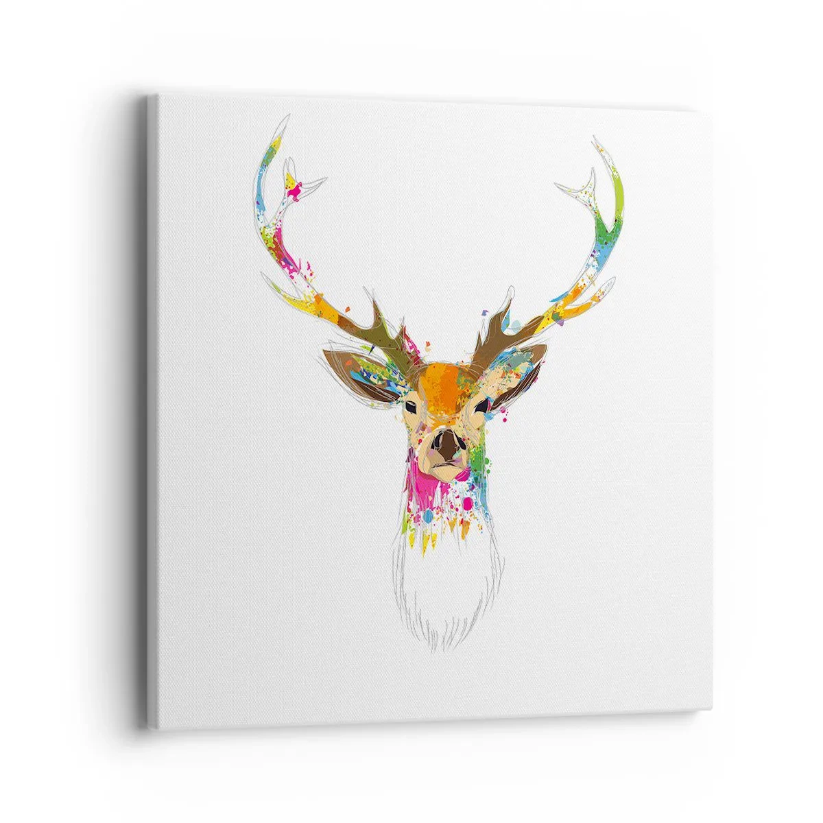 Lærredstryk - Billede på lærred - Blid kronhjort badet i farver - 40x40 cm