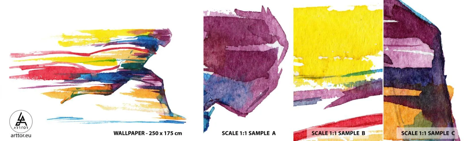 Prøve Fototapet Selvklæbende Deluxe Sticker - Løb over regnbuen - Abstraktion, Sport, Løber - 100x30 cm