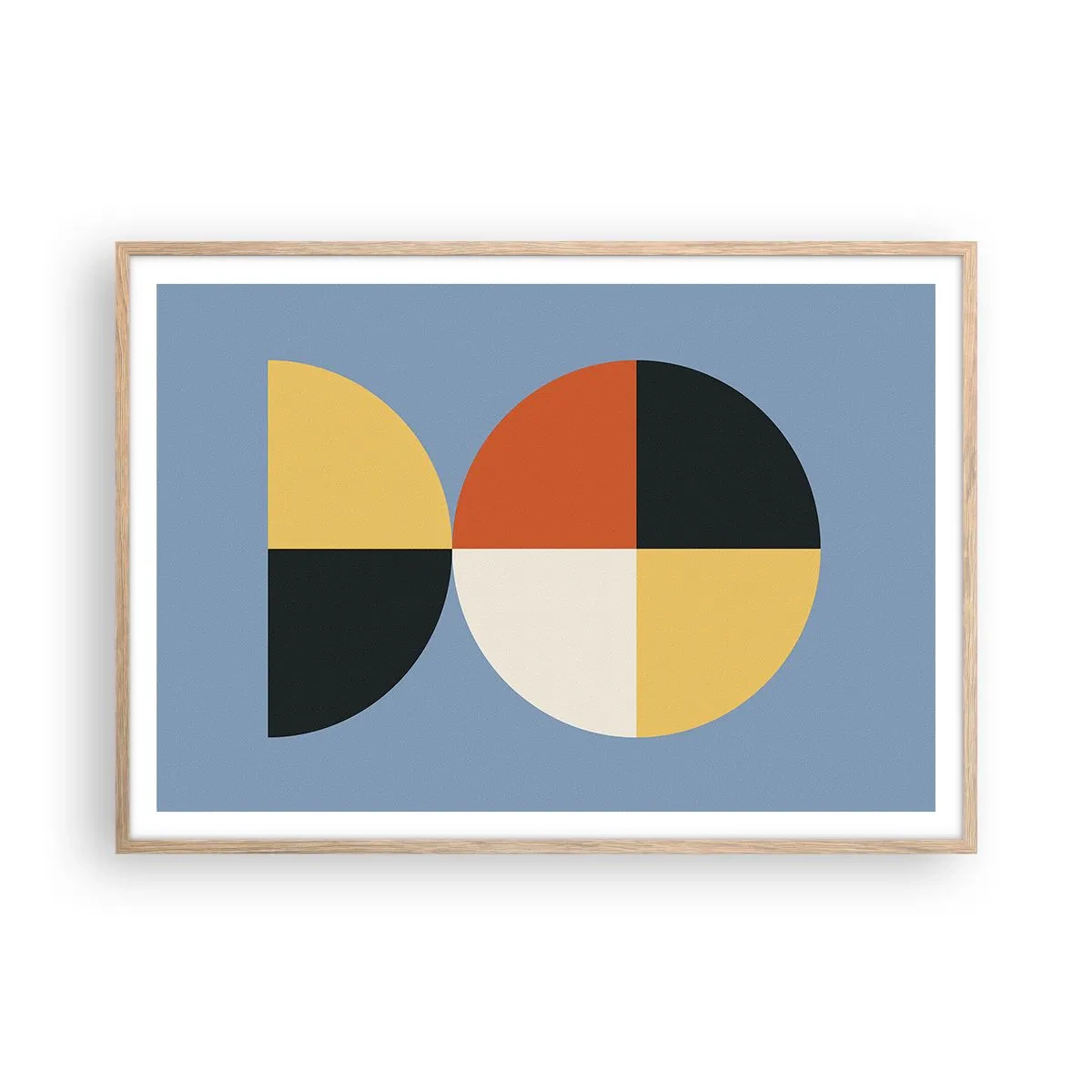 Plakat i ramme af lyst egetræ - Se og tæl - 100x70 cm