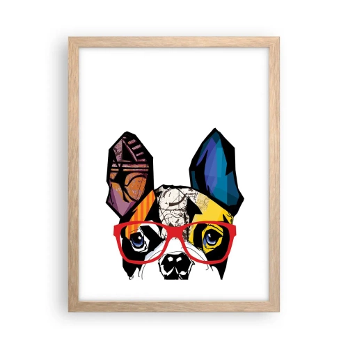 Plakat i ramme af lyst egetræ - Intellektuel - 30x40 cm