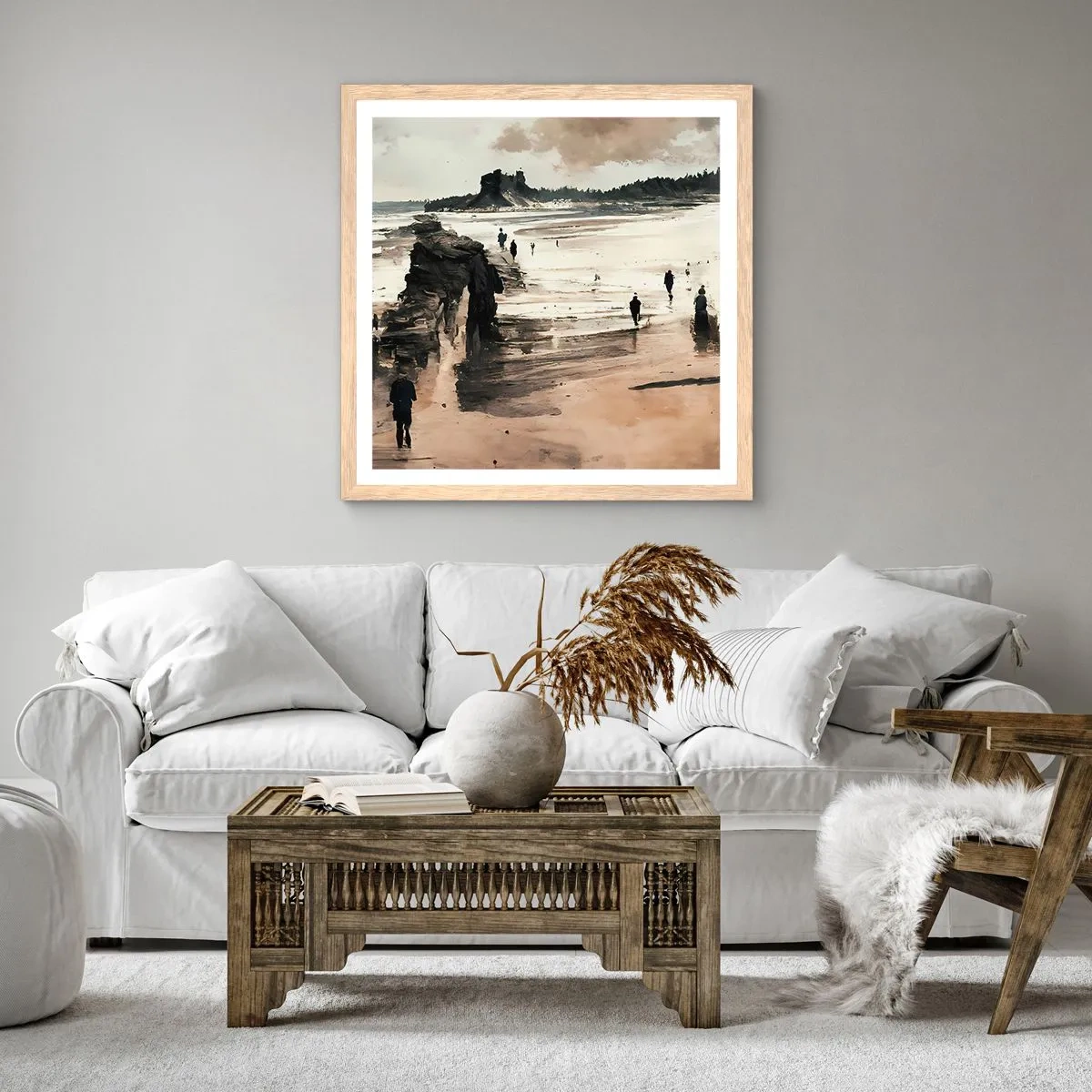 Plakat i ramme af lyst egetræ - Indkaldt - 40x40 cm