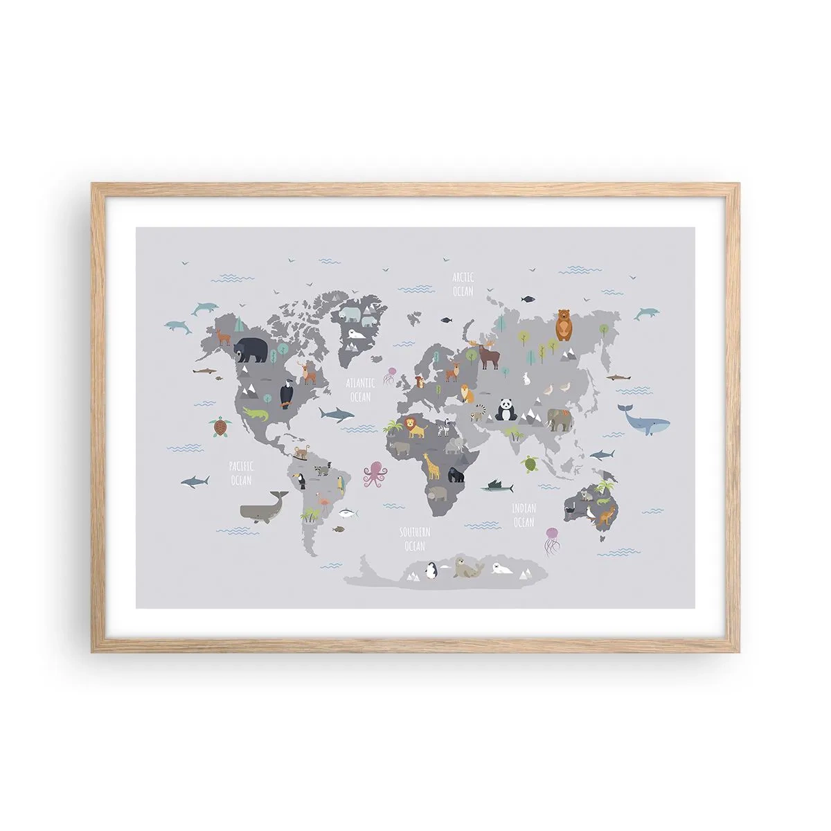 Plakat i ramme af lyst egetræ - Fortæl mig, hvor du er fra... - 70x50 cm