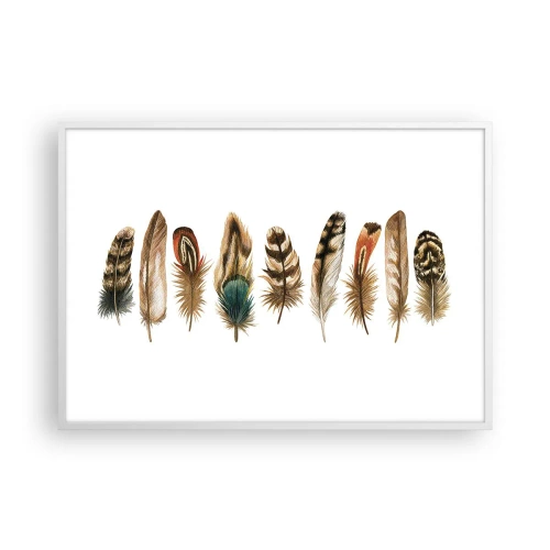 Plakat i hvid ramme - Variation med fjer - 100x70 cm