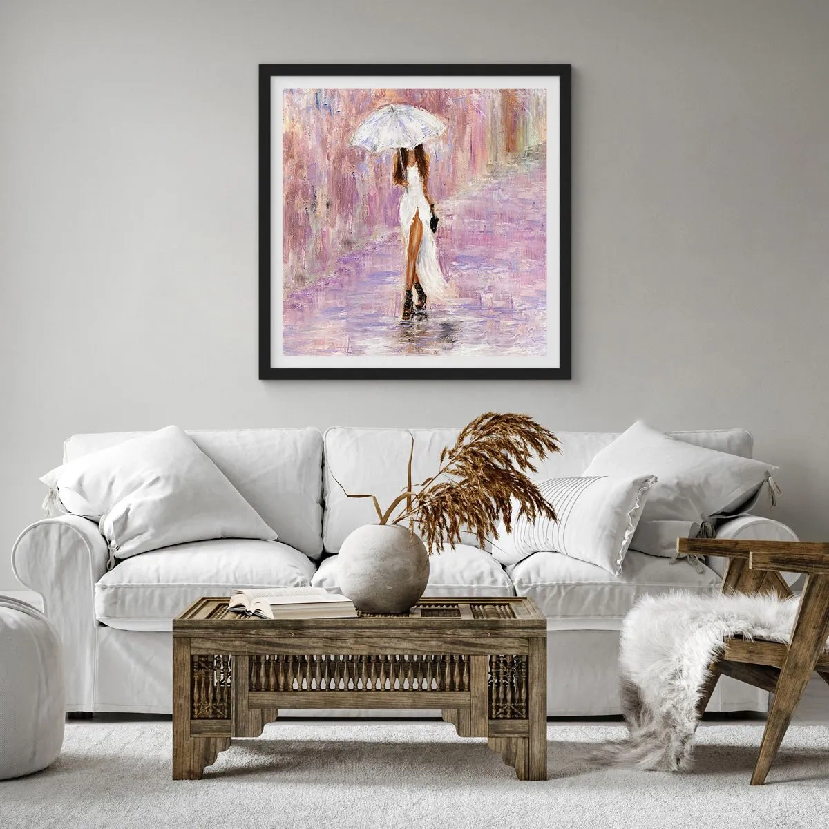 Plakat i sort ramme - I den syrenrøde regn - 30x30 cm