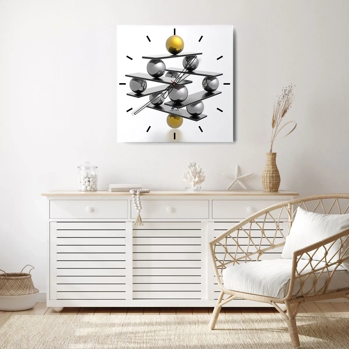 Vægur, Uret - Guld-sølv-balancen - 40x40 cm