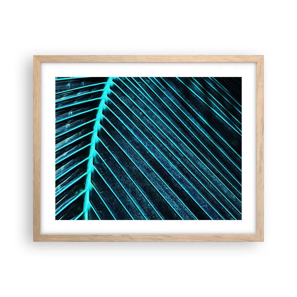 Plakat i ramme af lyst egetræ - Tekstur af grønt - 50x40 cm